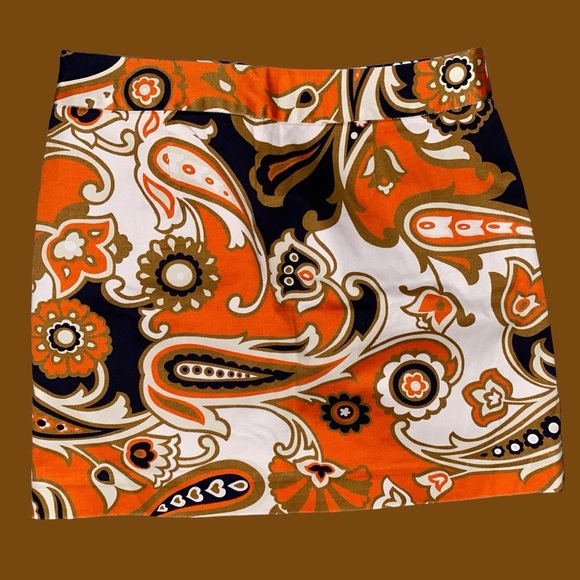 EUC J. CREW STRETCH WOMENS COTTON VINTAGE STYLE PAISLEY PATTERN MINI SKIRT•S/0 - Picture 7 of 14